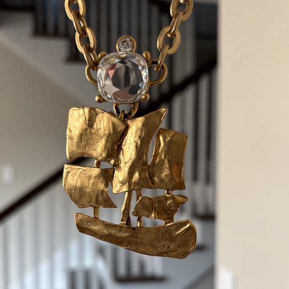 YSL Gold Ship Pendant Necklace - Picture 6 of 9